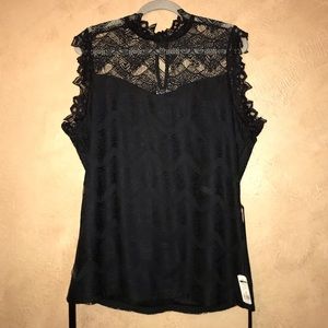 Black Lace Plus Size Top